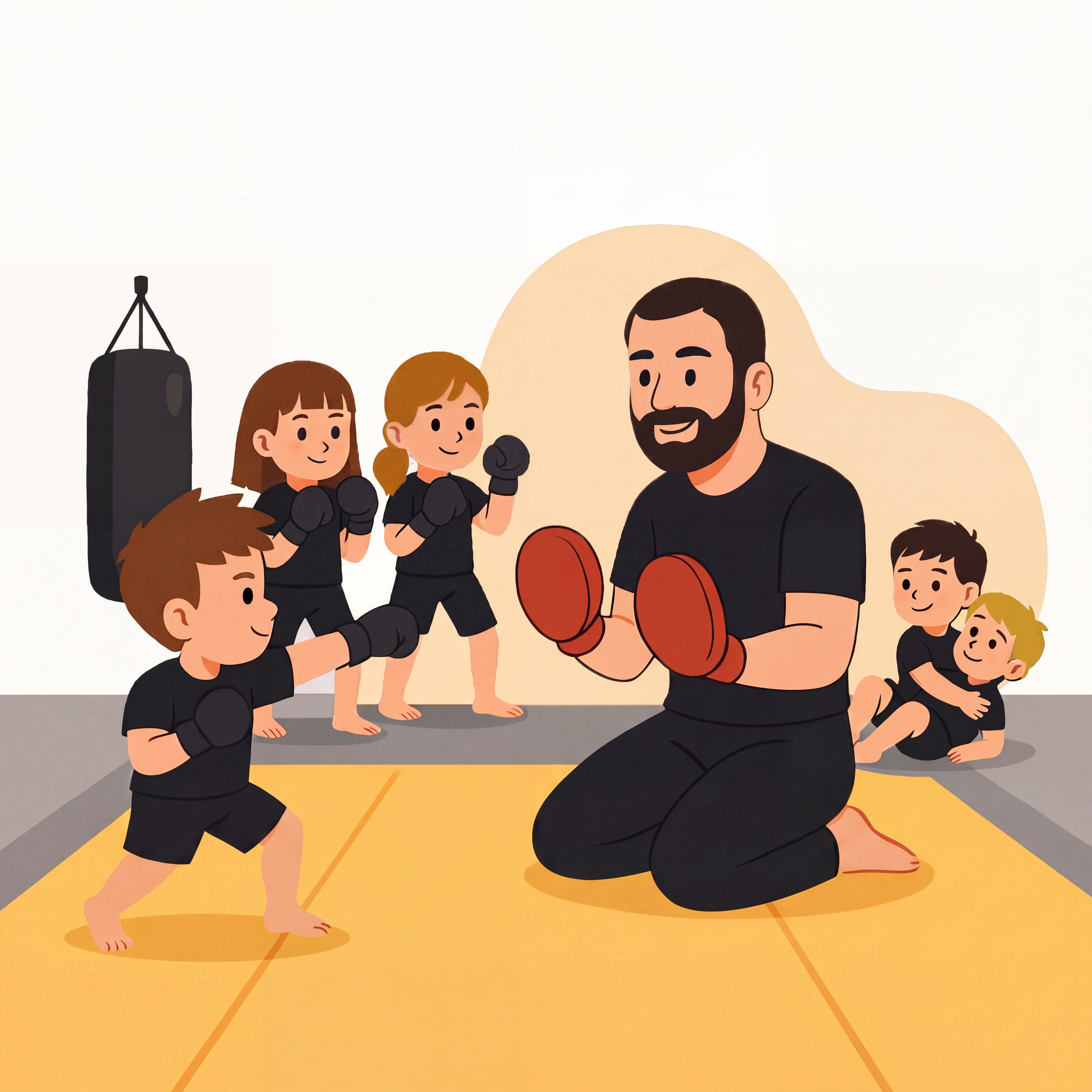 Kampfiq Kids Class Leipzig — Trainer mit Kindern beim Kampfsport